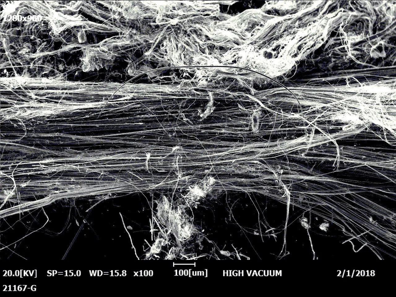 Dettaglio tecnico fibre di amianto